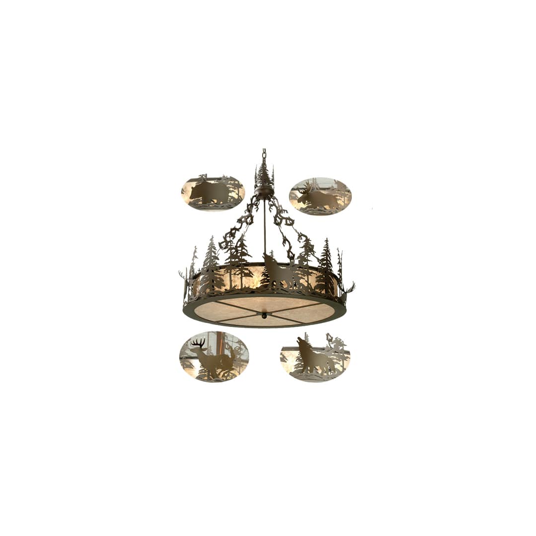 4 Light 34" Wide Pendant with Handmade Shade