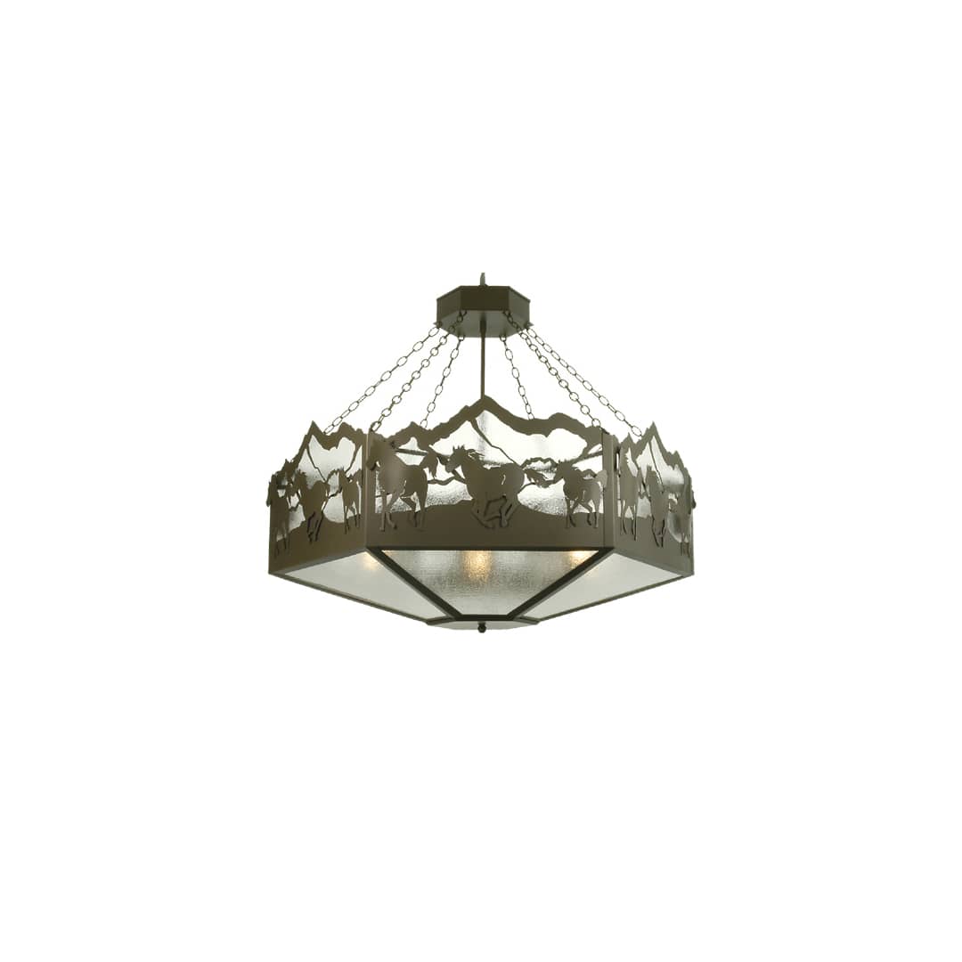 6 Light 48" Wide Pendant with Handmade Shade