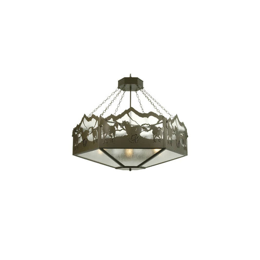 6 Light 48" Wide Pendant with Handmade Shade