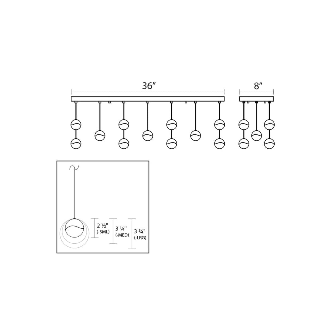 Grapes 11 Light 38" Wide LED Suspension Linear Pendant