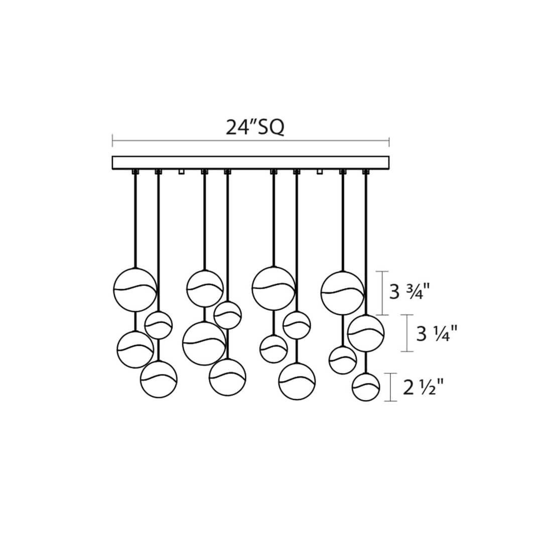 Grapes 16 Light 24" Wide LED Suspension Multi Light Pendant