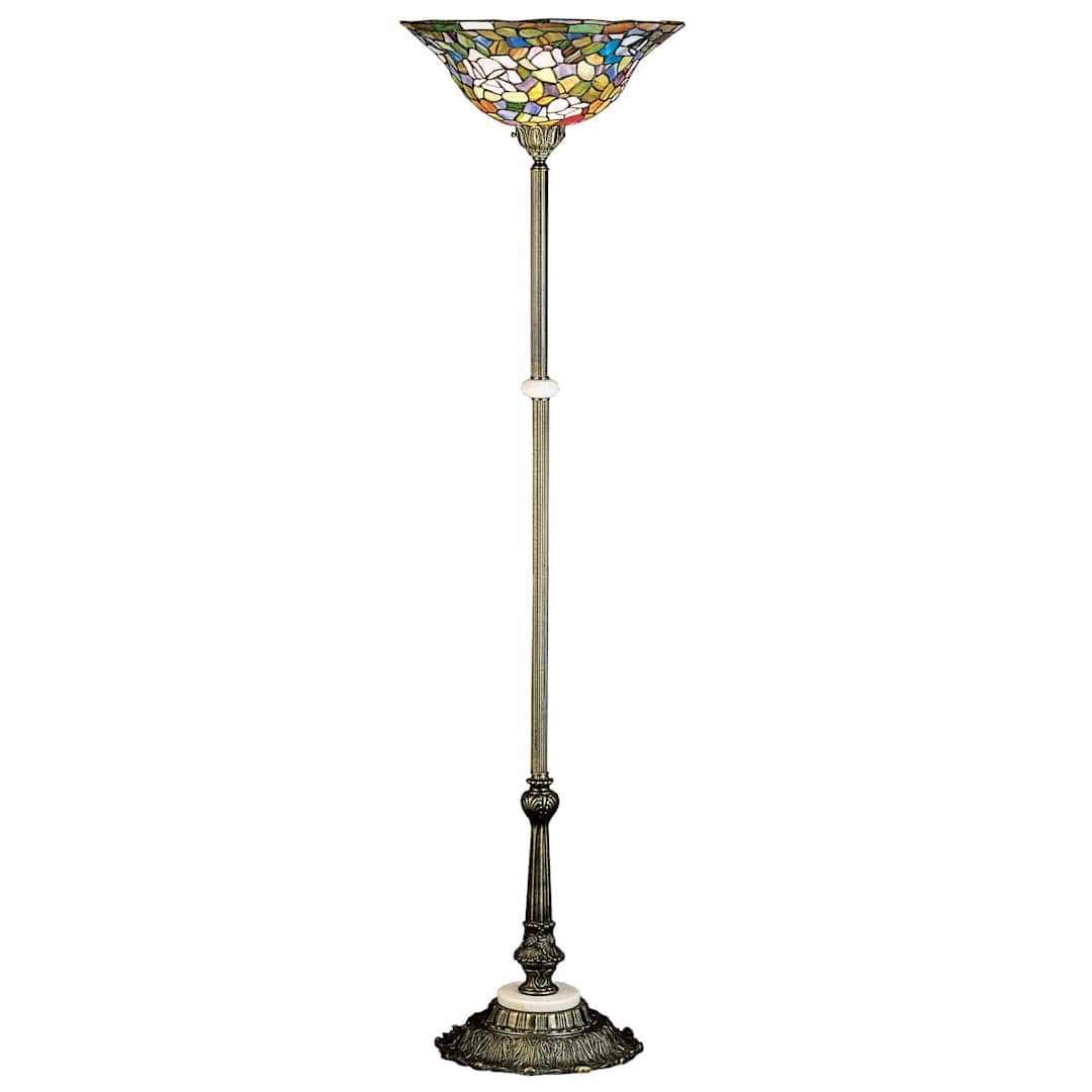Stained Glass / Tiffany Torchiere Lamp from the Tiffany Rosebush Collection