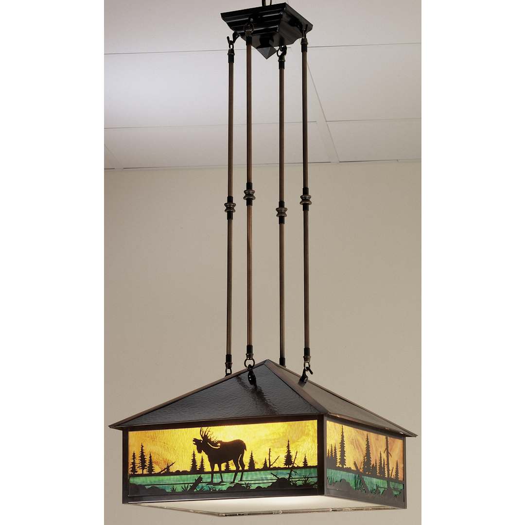 3 Light 17-1/2" Wide Pendant with Handmade Shade