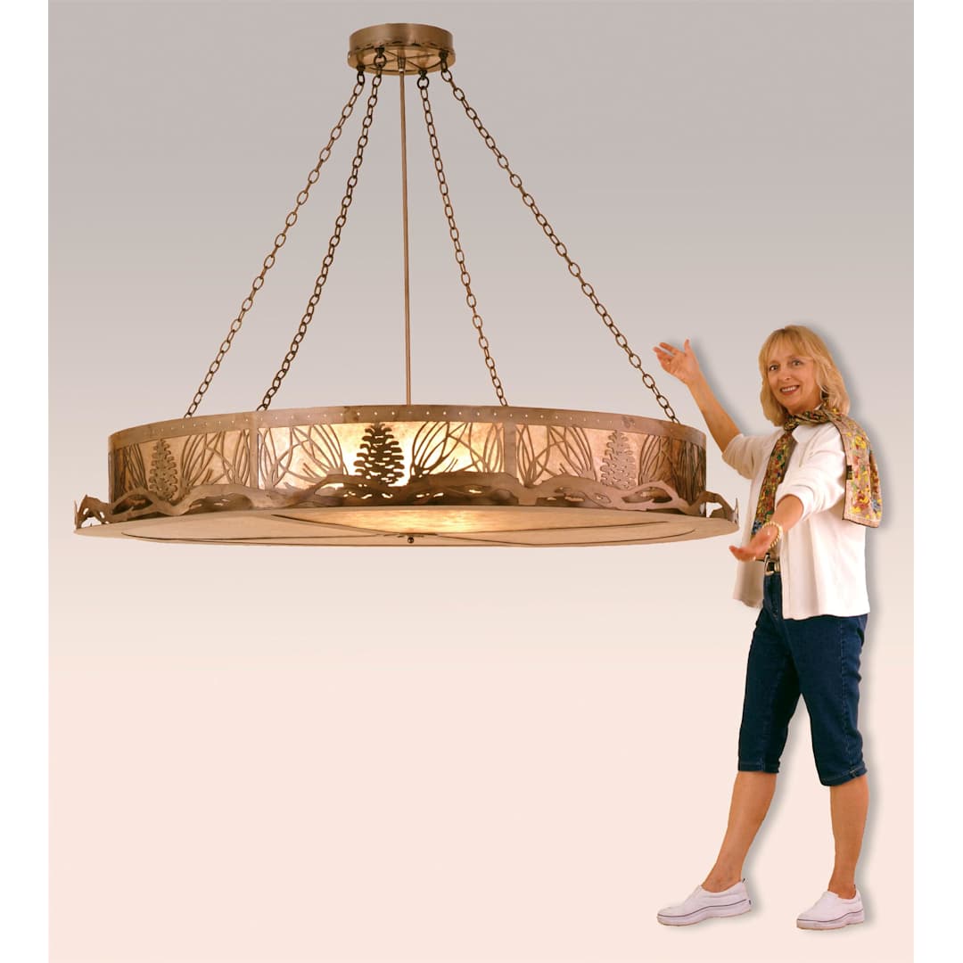 6 Light 72" Wide Pendant with Handmade Shade