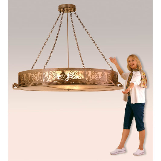 6 Light 72" Wide Pendant with Handmade Shade