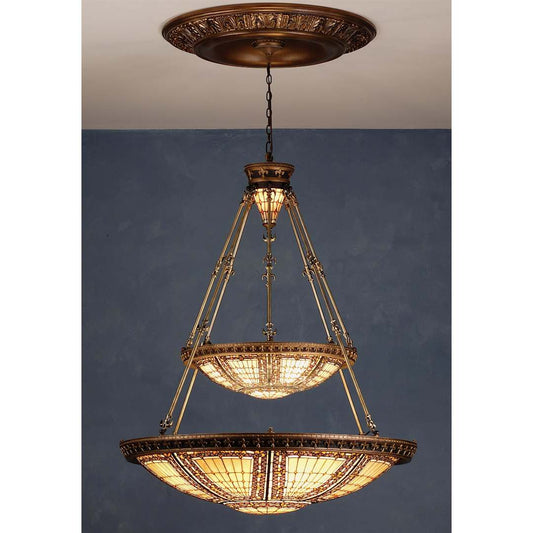 Stained Glass / Tiffany Bowl Pendant from the Fleur-de-lis Collection