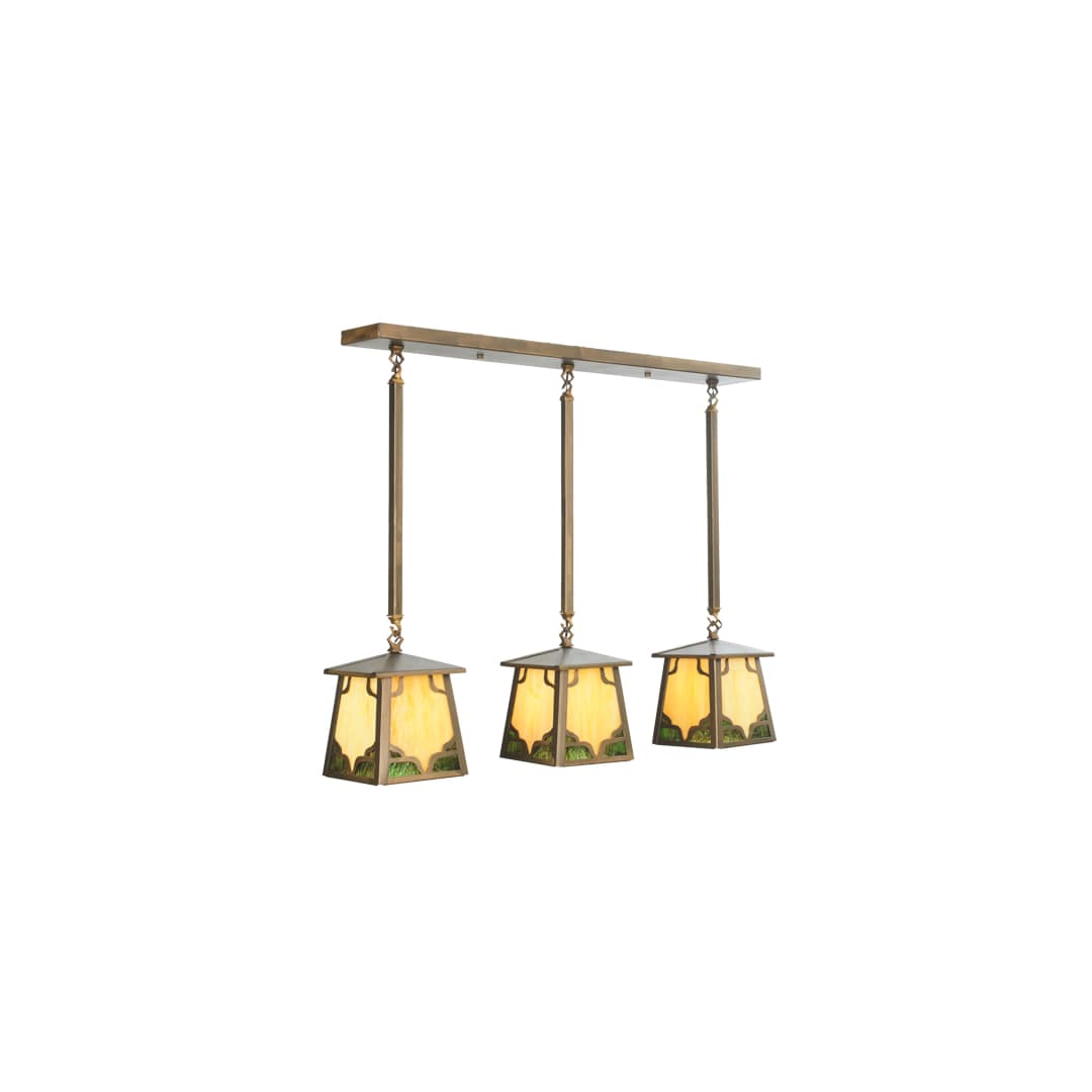 3 Light 29" Wide Linear Pendant with Handmade Shade