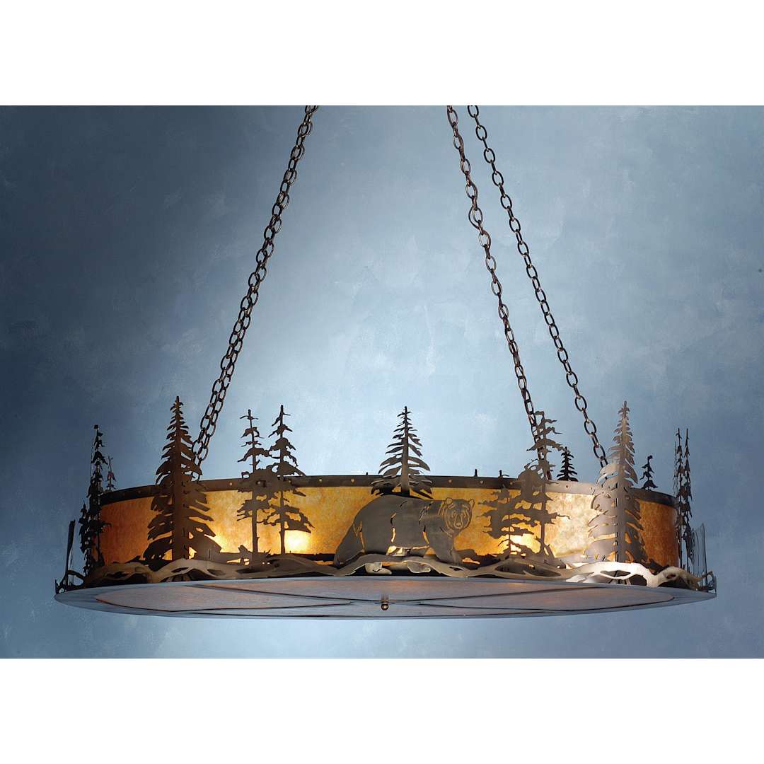 12 Light 66" Wide Pendant with Handmade Shade