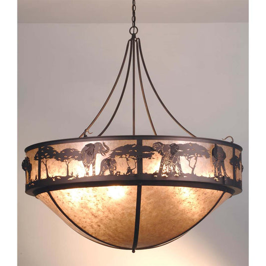 12 Light 54" Wide Pendant with Handmade Shade