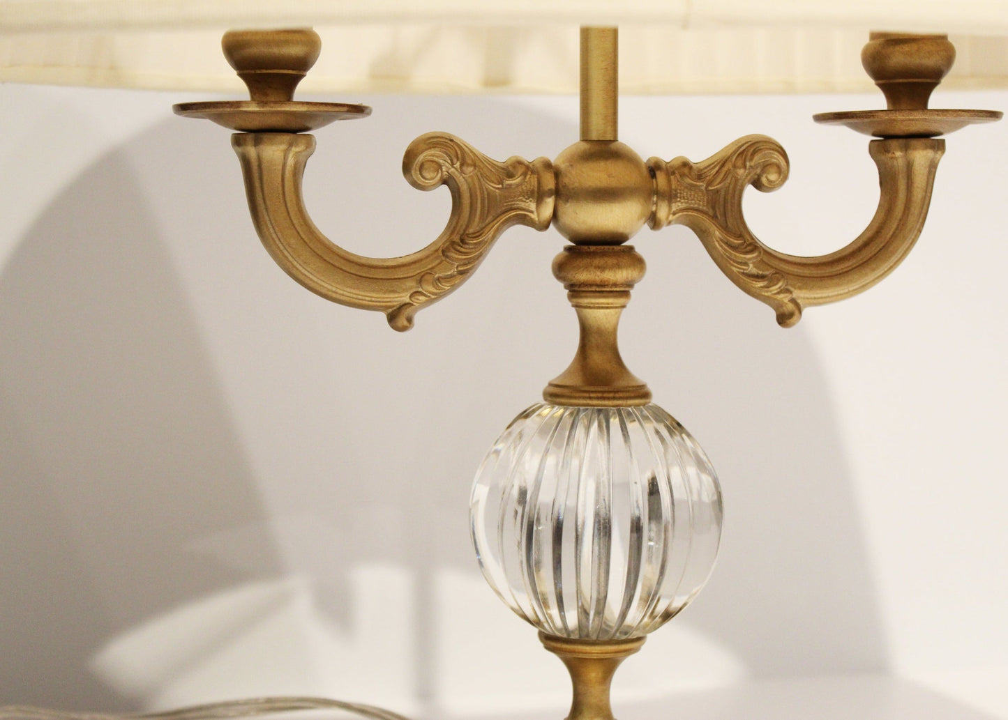 Maitland Smith Aged Brass Table Lamp with Crystal Insert MS20