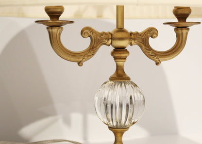 Maitland Smith Aged Brass Table Lamp with Crystal Insert MS20