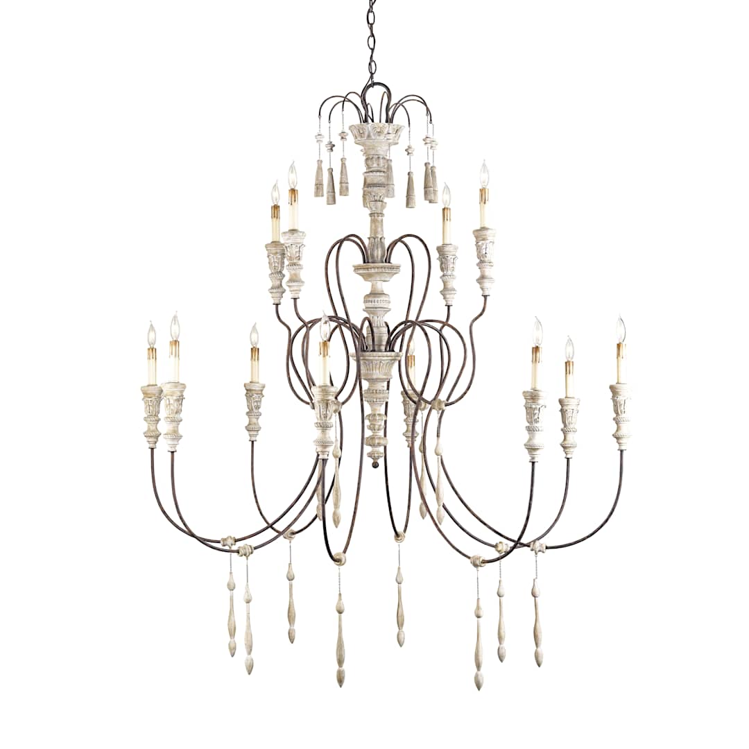 12 Light Wrought Iron Large Hannah Chandelier with Customizable Shades