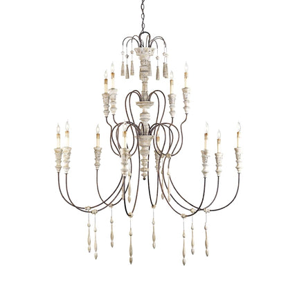 12 Light Wrought Iron Large Hannah Chandelier with Customizable Shades