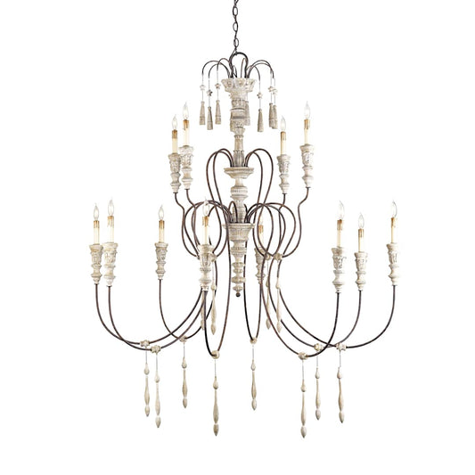 12 Light Wrought Iron Large Hannah Chandelier with Customizable Shades
