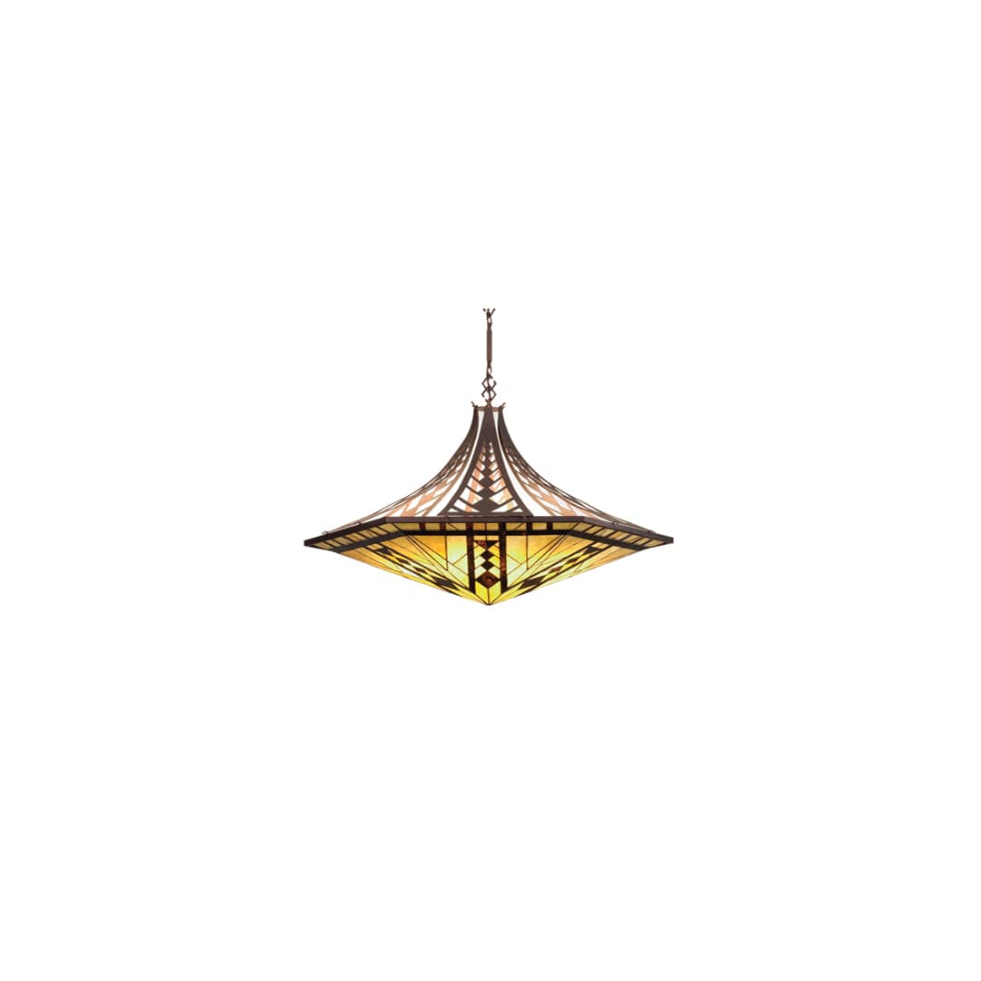 Sonoma Six Light Bowl Pendant with Custom Stained Glass Shade