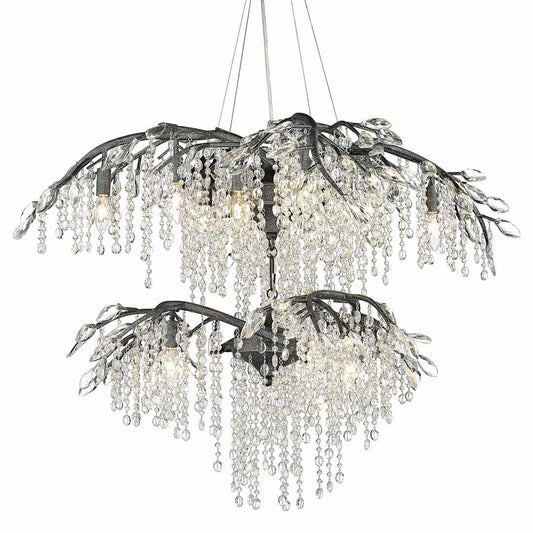 Autumn Twilight 18 Light 2 Tier 40" Wide Crystal Chandelier