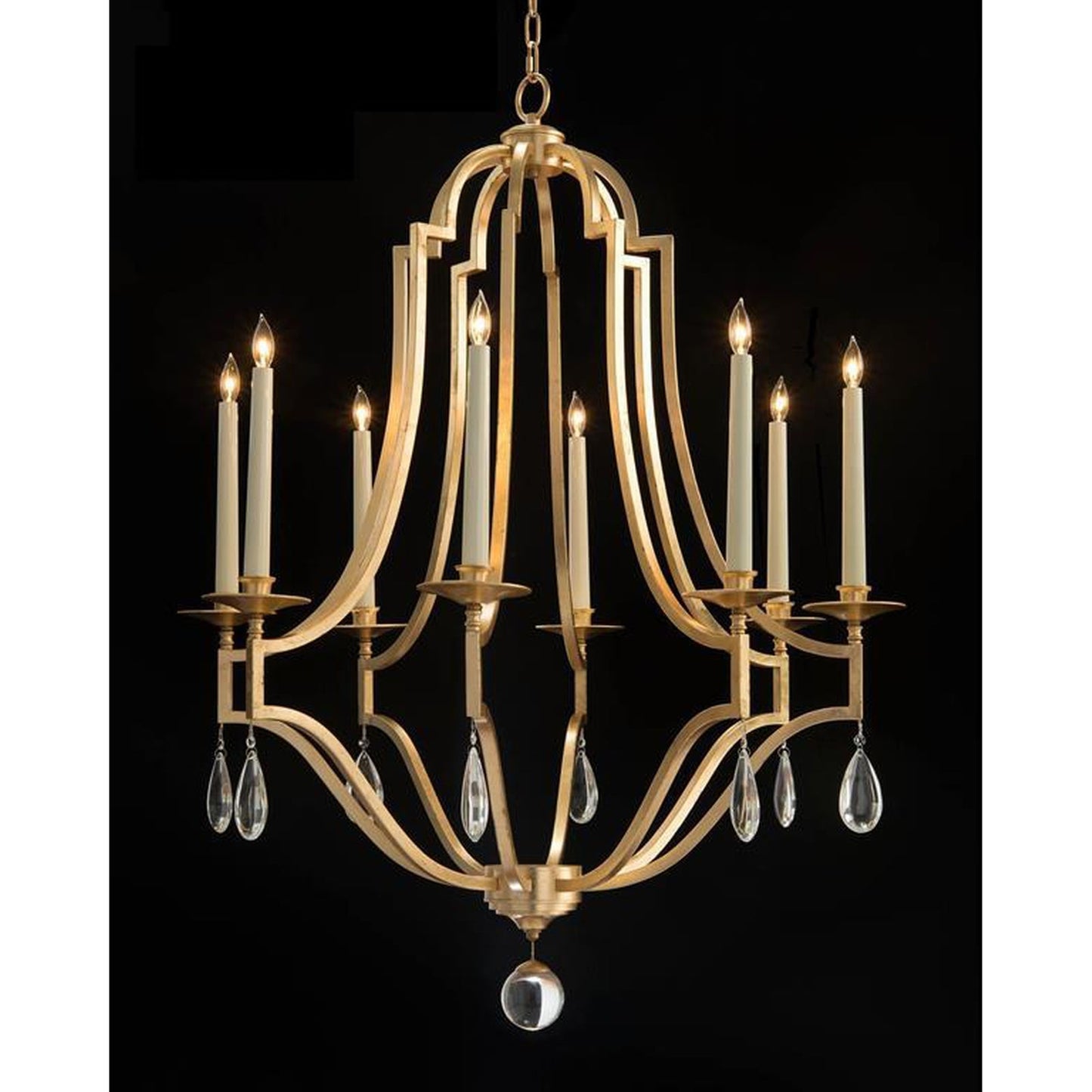 John Richard Gold-Leaf and Crystal Chandelier