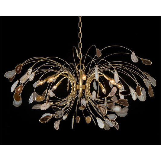 John Richard Agate and Brass Eight-Light Chandelier