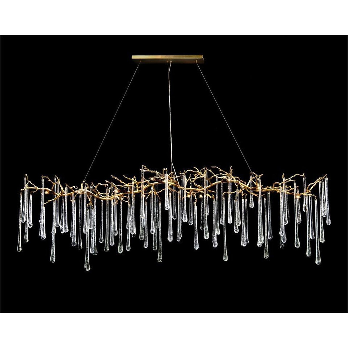 John Richard Glass Teardrop Fourteen-Light Horizontal Chandelier