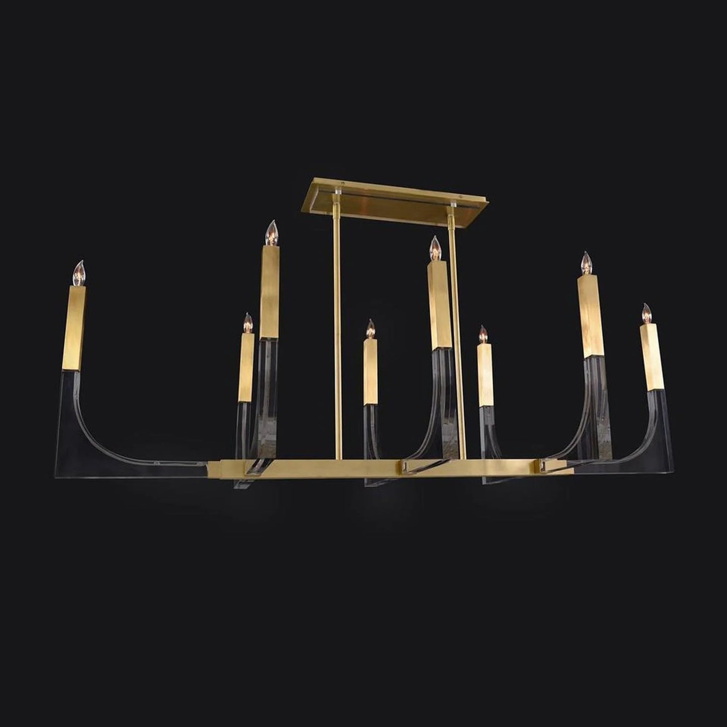John Richard Genesis: Acrylic Eight-Light Chandelier with Antique Brass