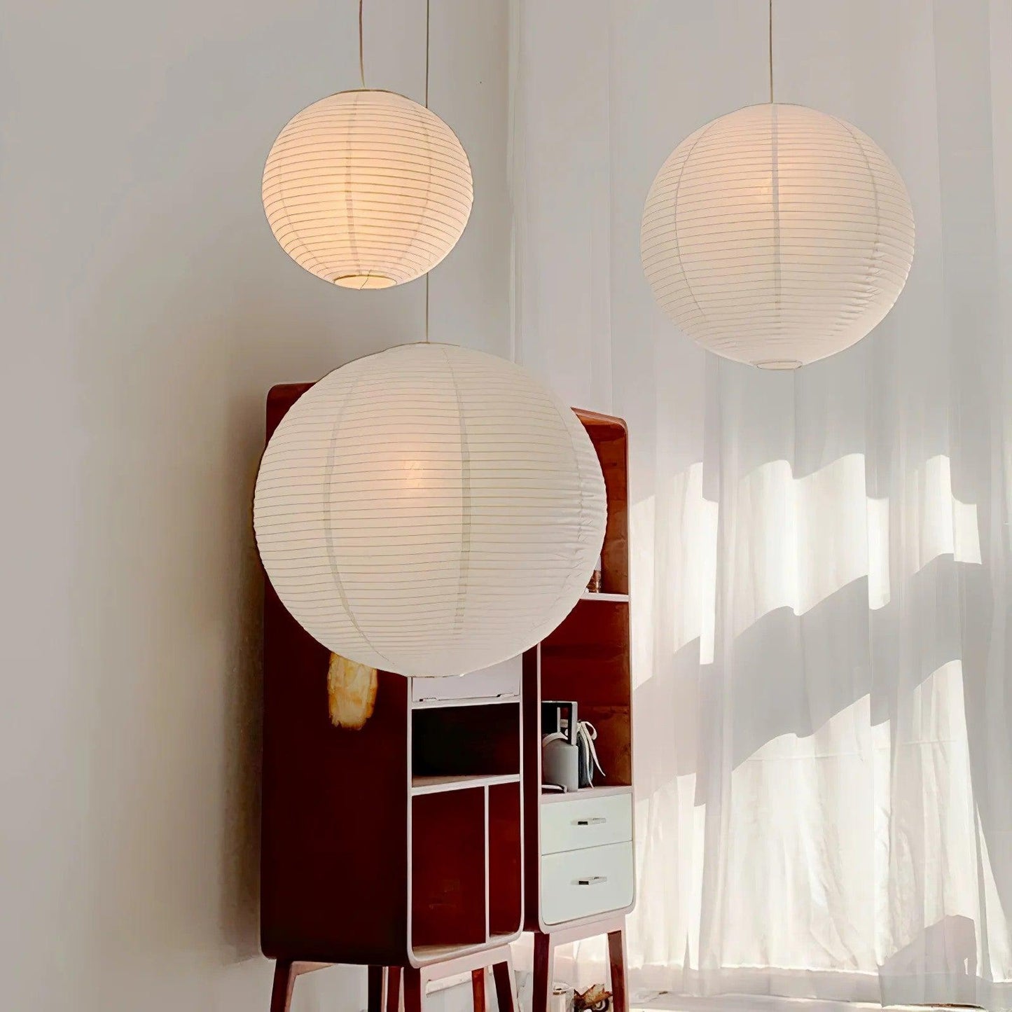 Japanese Globe Mulberry Paper Pendant Light