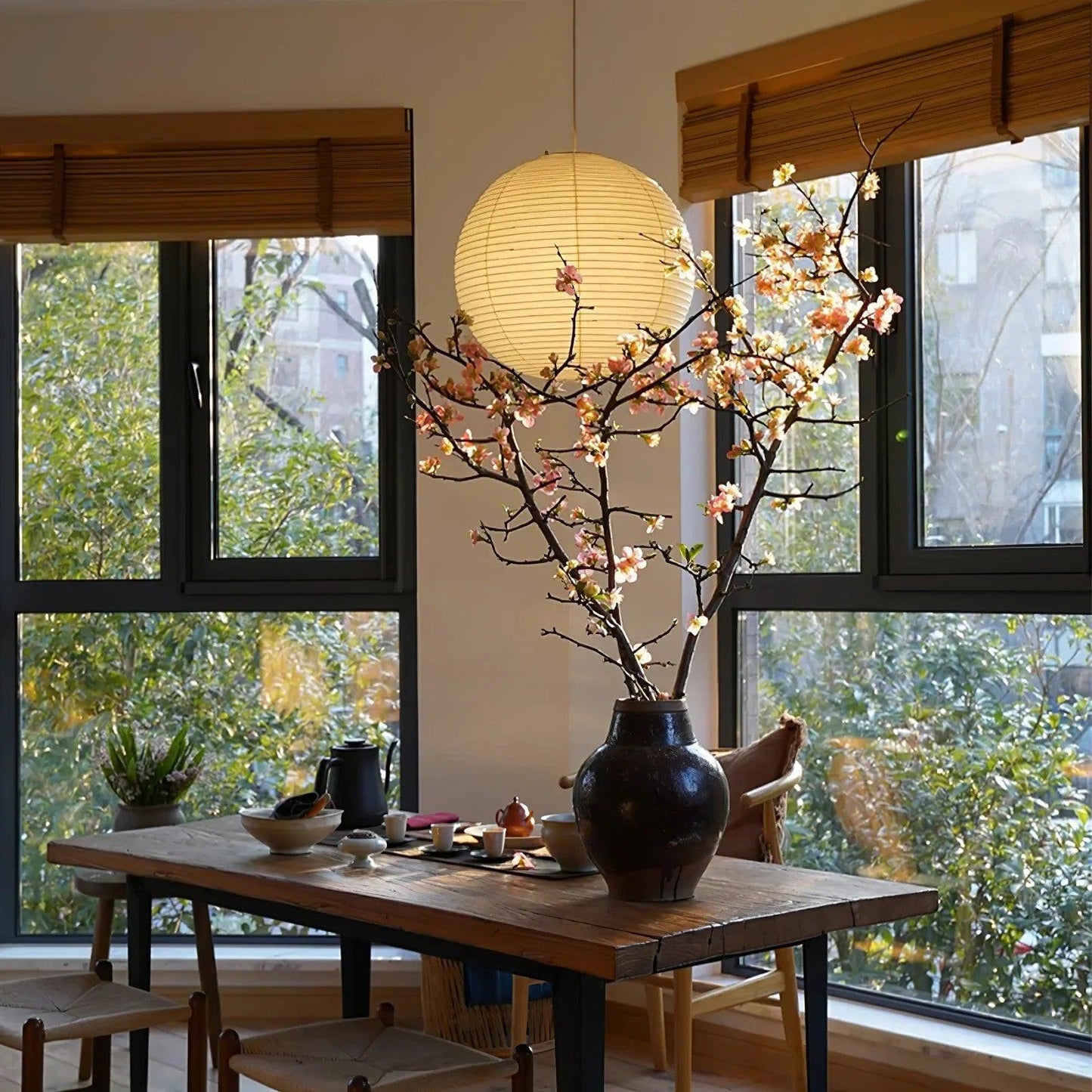 Japanese Globe Mulberry Paper Pendant Light