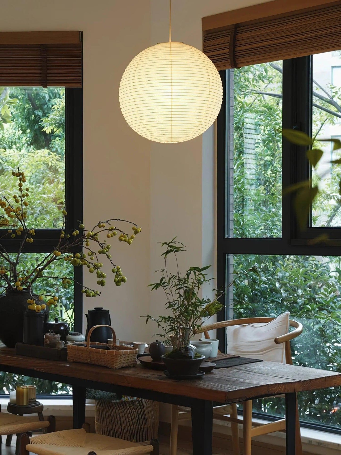 Japanese Globe Mulberry Paper Pendant Light