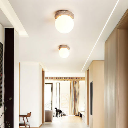 Minimalist Travertine Globe Ceiling Light