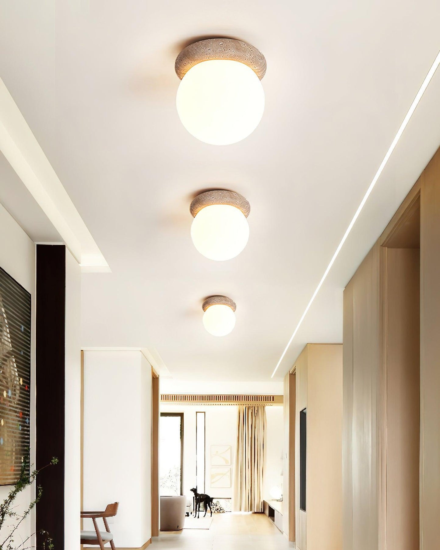 Minimalist Travertine Globe Ceiling Light