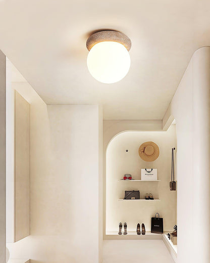Minimalist Travertine Globe Ceiling Light