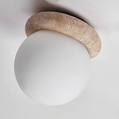 Minimalist Travertine Globe Ceiling Light