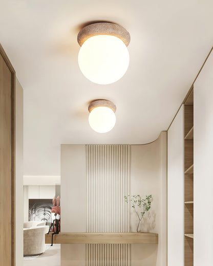 Minimalist Travertine Globe Ceiling Light
