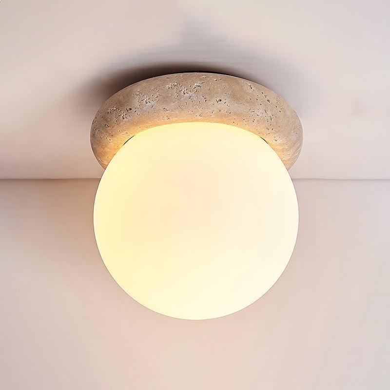 Minimalist Travertine Globe Ceiling Light