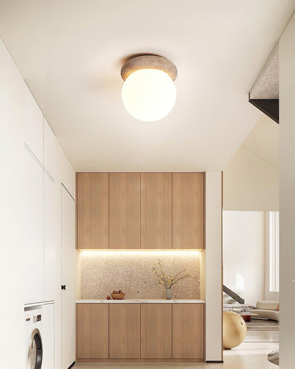 Minimalist Travertine Globe Ceiling Light