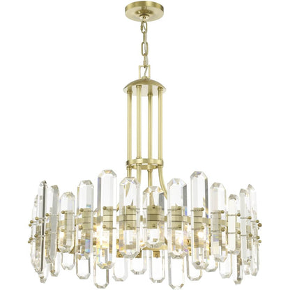 Bolton 8 Light 25" Wide Crystal Drum Chandelier with Faceted Crystal Accents