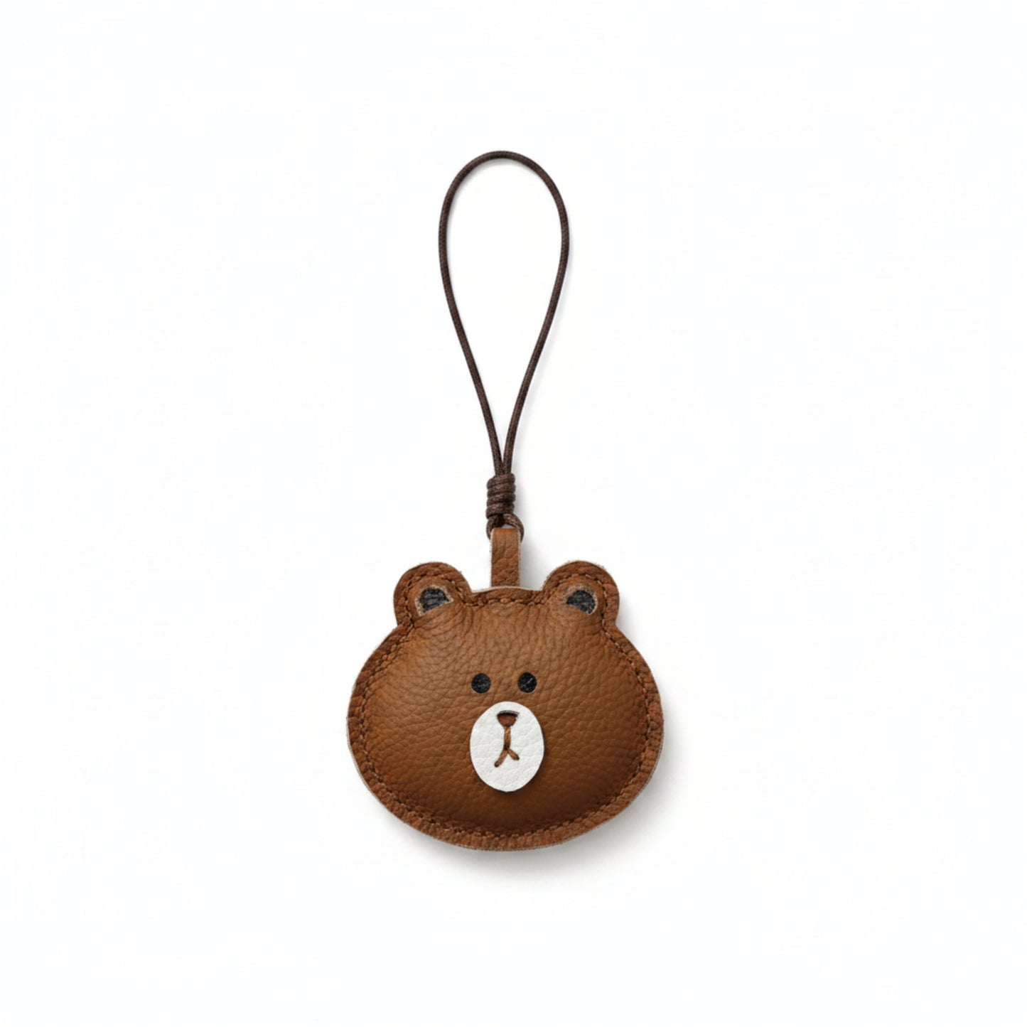 Bear Charm for Adults – Brown Leather Handmade Pendant Keychain – 3.5 Inch