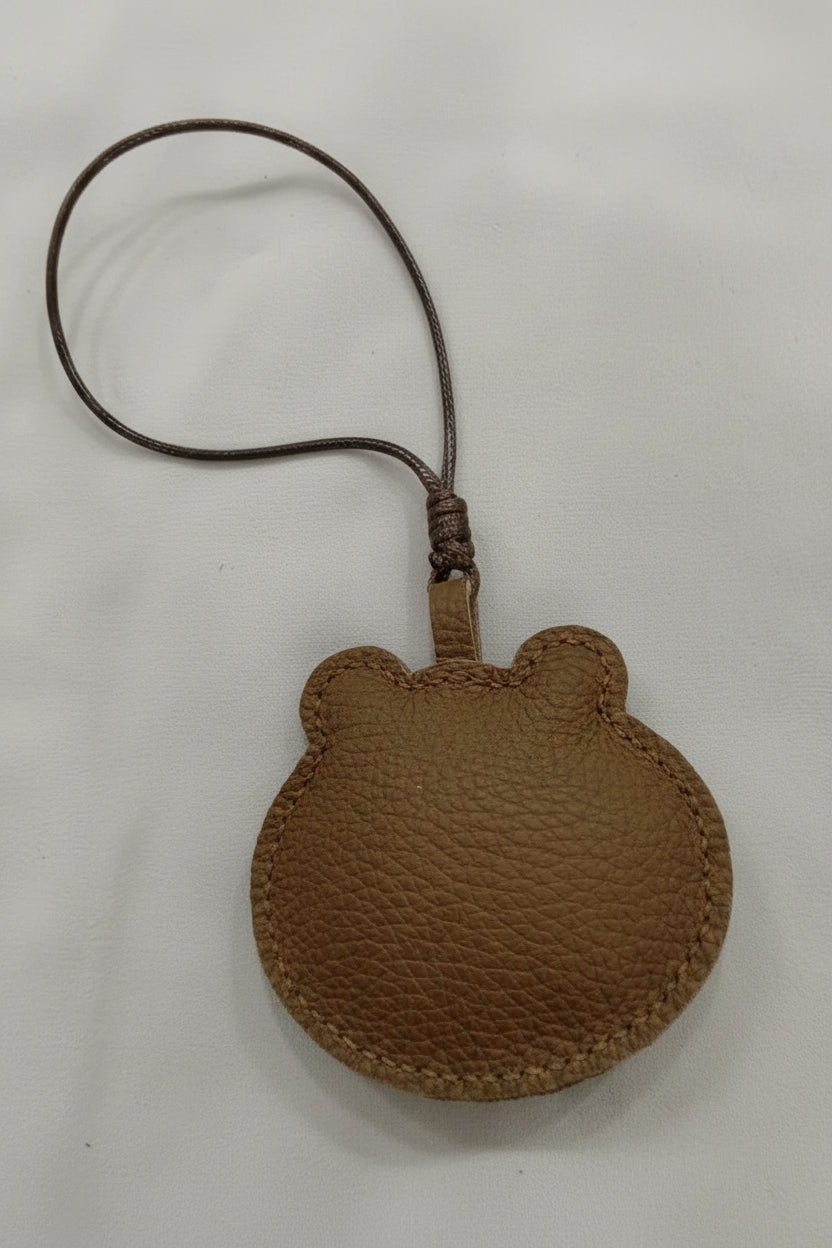 Bear Charm for Adults – Brown Leather Handmade Pendant Keychain – 3.5 Inch 1