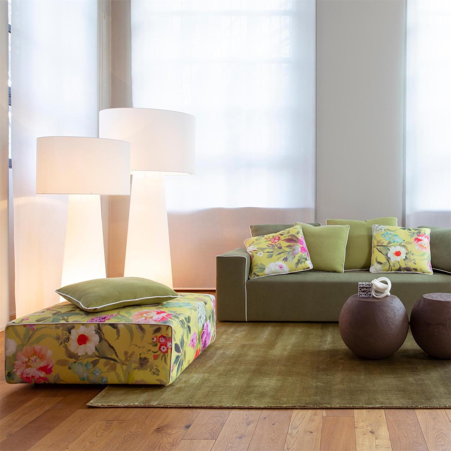 Modern Tapered Fabric Metal Floor Lamp