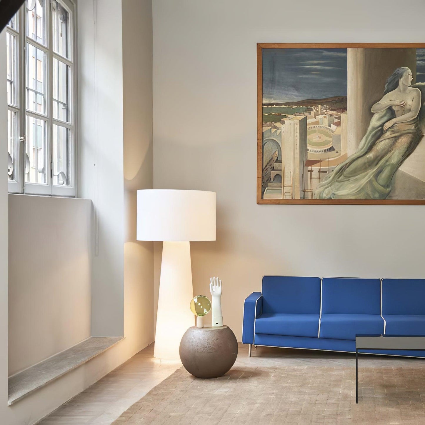 Modern Tapered Fabric Metal Floor Lamp