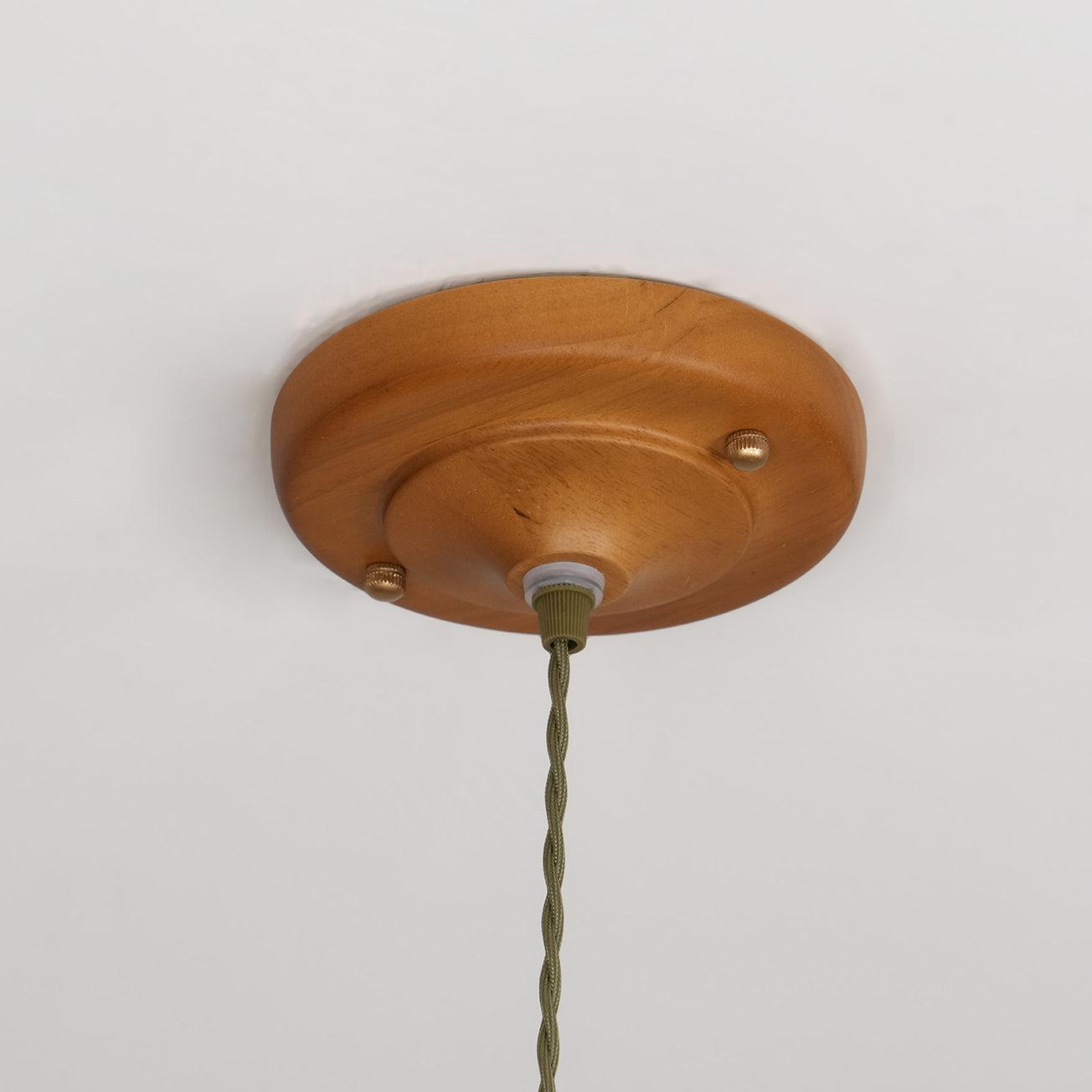 Oriental Ceramic Wood Pendant Light