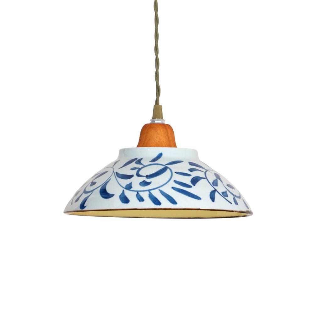 Oriental Ceramic Wood Pendant Light