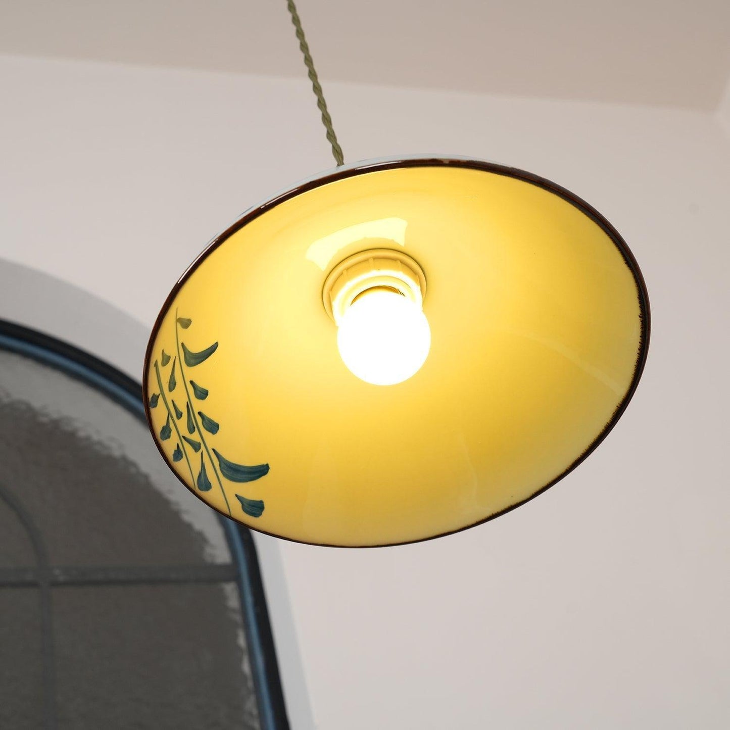 Oriental Ceramic Wood Pendant Light