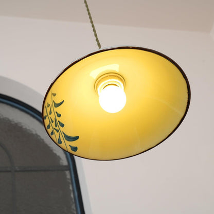 Oriental Ceramic Wood Pendant Light