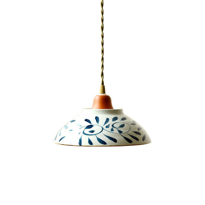 Oriental Ceramic Wood Pendant Light