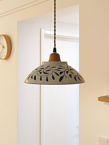 Oriental Ceramic Wood Pendant Light