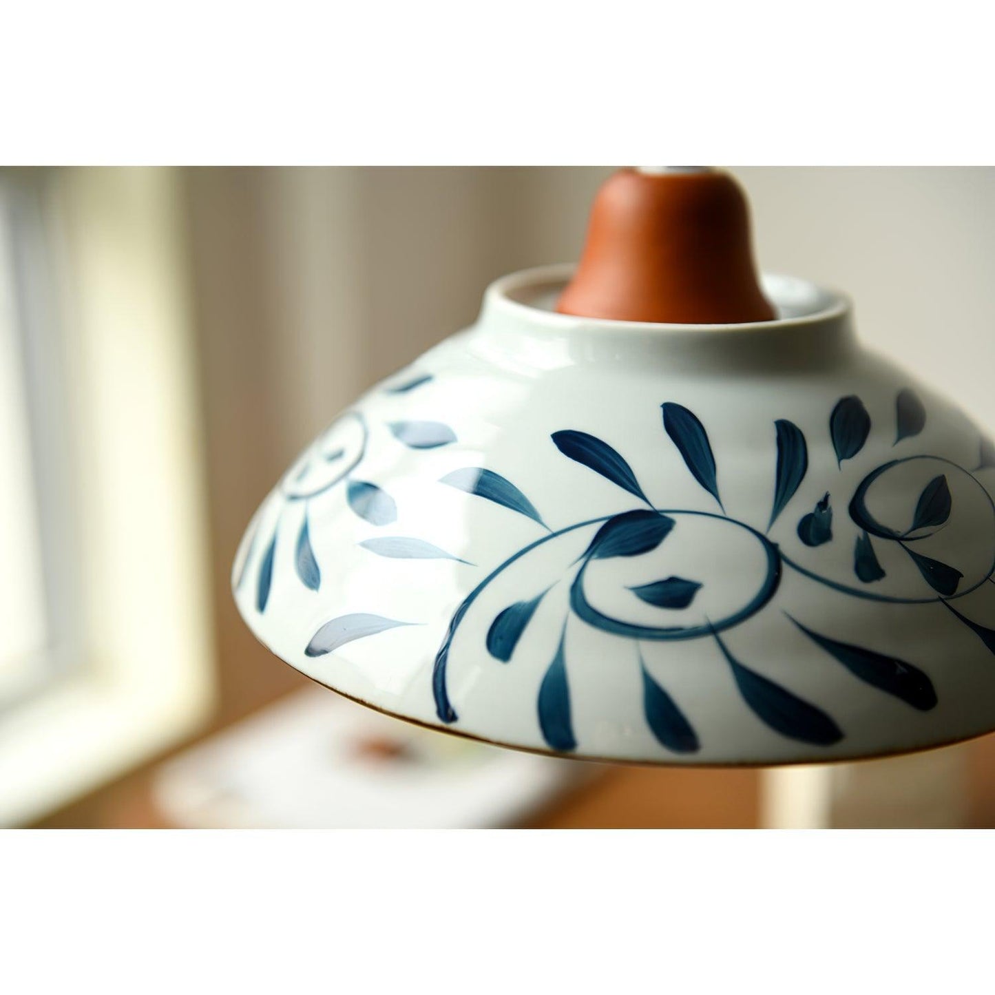 Oriental Ceramic Wood Pendant Light