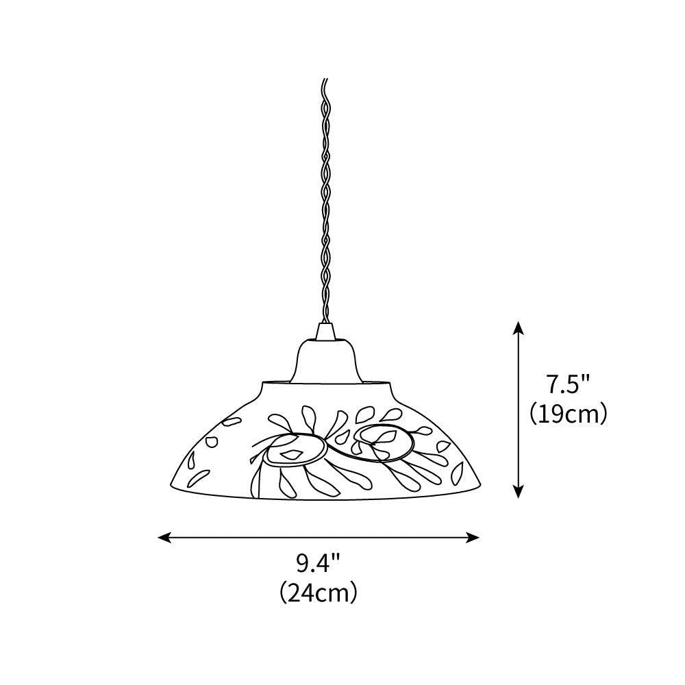 Oriental Ceramic Wood Pendant Light