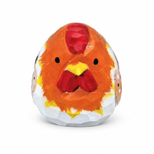 Coonli Hand Carved Wooden Chicken Figurine – Animal Statue (4cm)