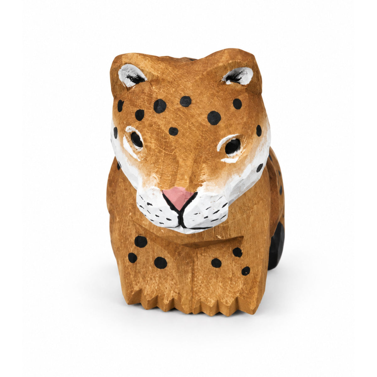 Coonli Hand Carved Wooden Leopard Figurine – Mini Animal Statue (5cm)