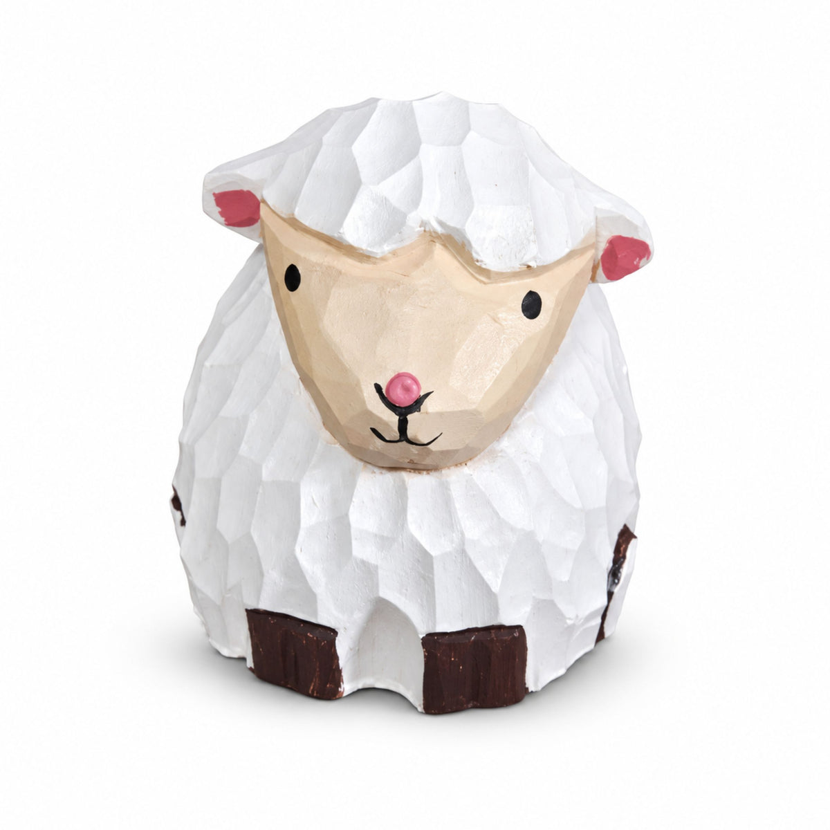 Coonli Hand Carved Wooden Sheep Figurine – Animal Statue (4.2cm)